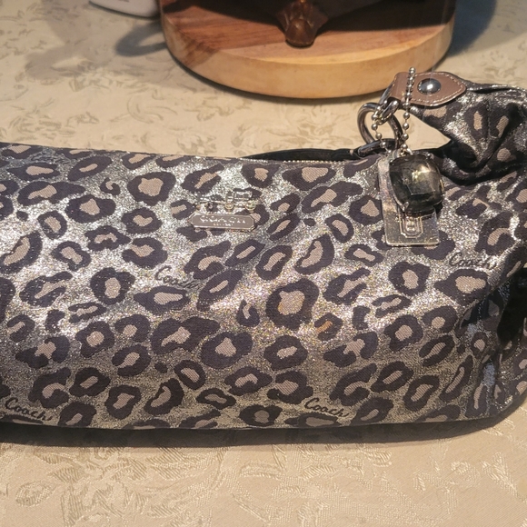 Coach Leopard Gray Metallic Black Purple - Picture 2 of 7
